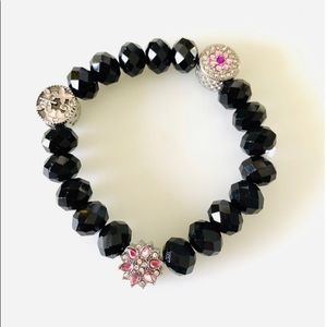 Crystal bracelet with stainless steel charms
